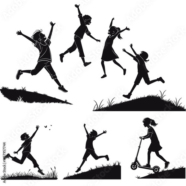 Obraz  Jumping Happy Kid Silhouette Vector 
