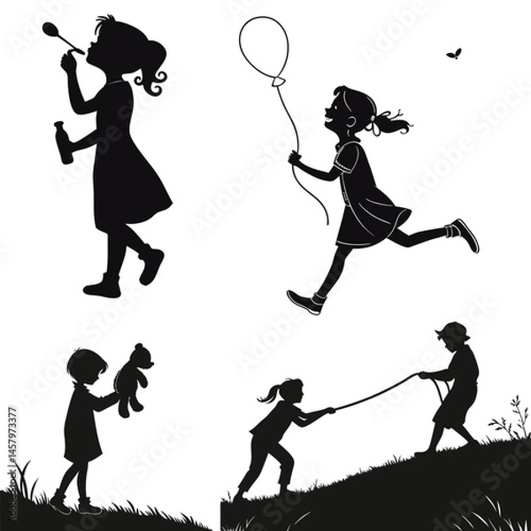 Obraz   kids silhouette vectors 