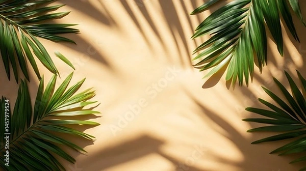 Obraz Palm Leaves Summer Shadow Beige.