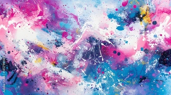 Fototapeta Vibrant abstract painting with dynamic color splashes.