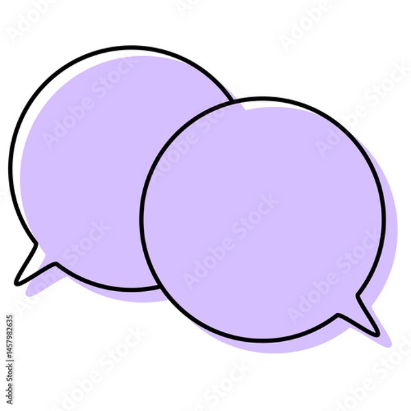 Fototapeta シンプルな線がずれた吹き出し　重なる会話