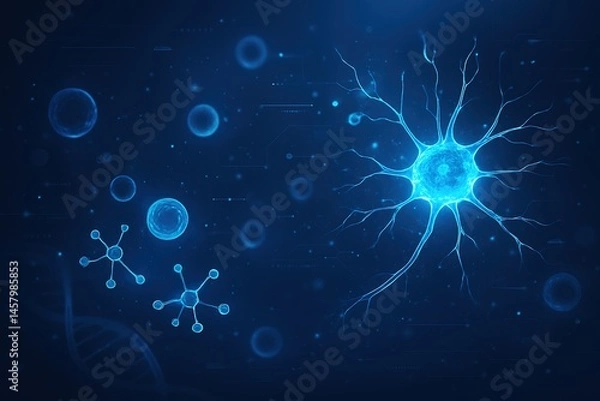 Obraz Neural Network: A vibrant visualization of interconnected neurons, bathed in a futuristic glow, symbolizing the complex beauty of the brain.