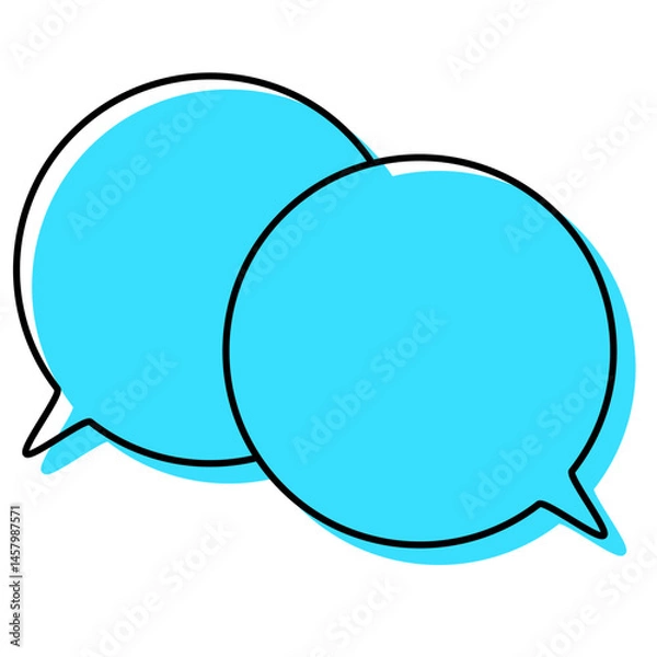 Fototapeta シンプルな線がずれた吹き出し　重なる会話