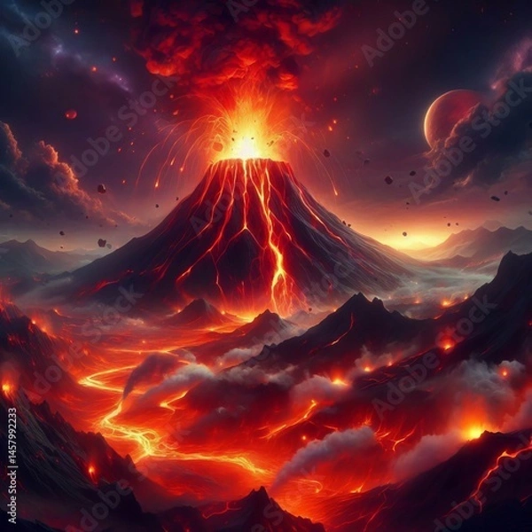 Obraz A volcano erupting The hot magma