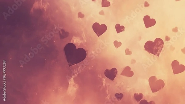 Obraz Floating Hearts, A dreamy background of love and romance for your valentine's day