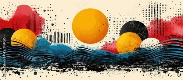 Obraz Abstract sunset over the ocean with artistic textures and brushstrokes
