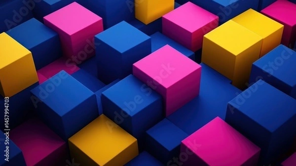 Fototapeta Colorful Geometric Cubes Abstract Background - Modern and Vibrant Design
