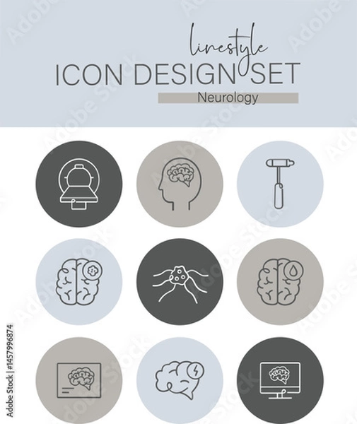 Fototapeta Linestyle Icon Design Set Neurology