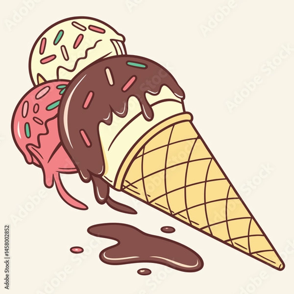 Obraz Cute Ice Cream and Popsicles Vector Set