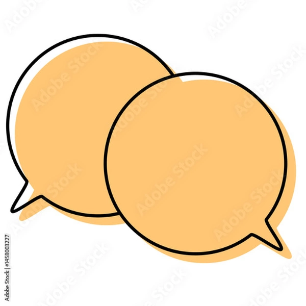 Fototapeta シンプルな線がずれた吹き出し　重なる会話(複数の値)