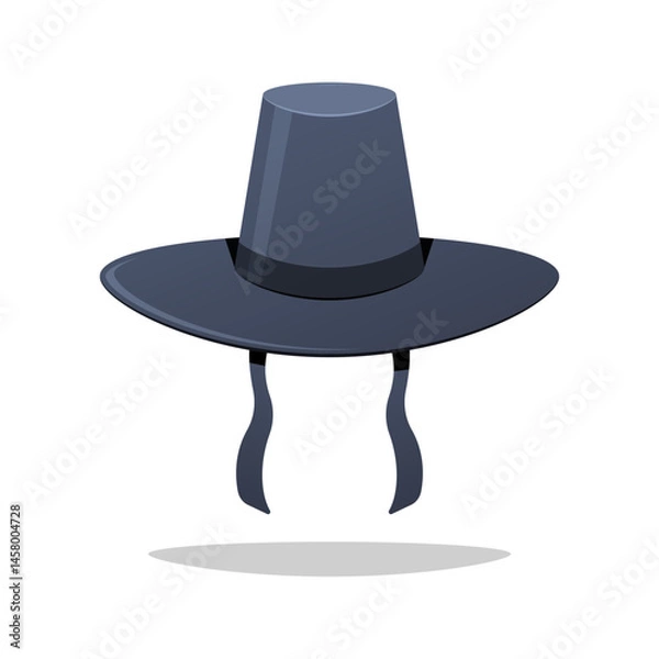 Fototapeta Korean traditional hat vector isolated on white background.