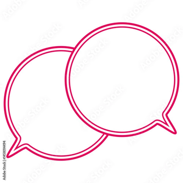 Fototapeta シンプルなカラー線の吹き出し　重なる会話