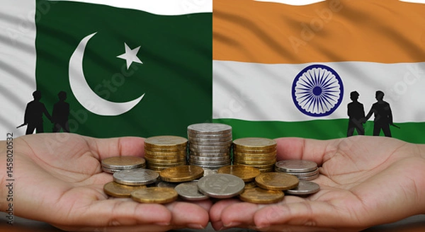 Obraz Military conflict between the world's two nuclear powers India and Pakistan.New asian War. Pakistan vs India,nuclear, territory, politic, confrontation, escalation
