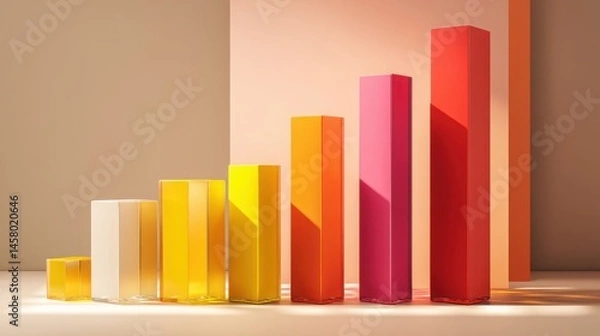 Fototapeta Colorful bar chart displaying data trends for inflation impact analysis and tracking cost increases in financial market