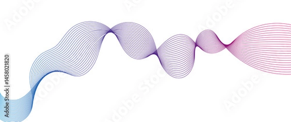 Fototapeta colorful abstract wave flow of blue purple and pink. Dinamic flowing wave lines design elemen soundwave pattern web header design, futuristic poster design element