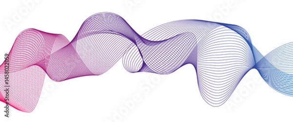 Fototapeta colorful abstract wave flow of blue purple and pink. Dinamic flowing wave lines design elemen soundwave pattern web header design, futuristic poster design element