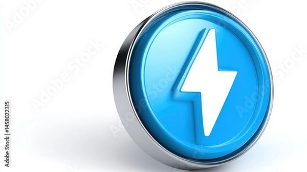 Fototapeta Blue button featuring lightning bolt signifying action and integrity over impulse in ethical investment decisions