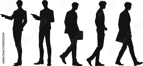 Fototapeta Silhouette of business professionals in various poses, representing confidence and professionalism.