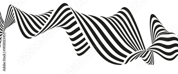 Obraz black and white abstract wavy lines isolated on transparent background