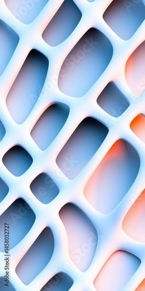 Fototapeta Abstract mesh pattern with soft curves and pastel gradient hues of blue and orange perfect for modern artistic mobile wallpaper
