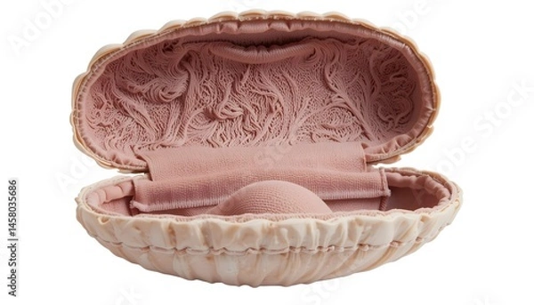 Fototapeta Sunglass case shaped like a seashell with microfiber lining, stylish accessory isolated on white background