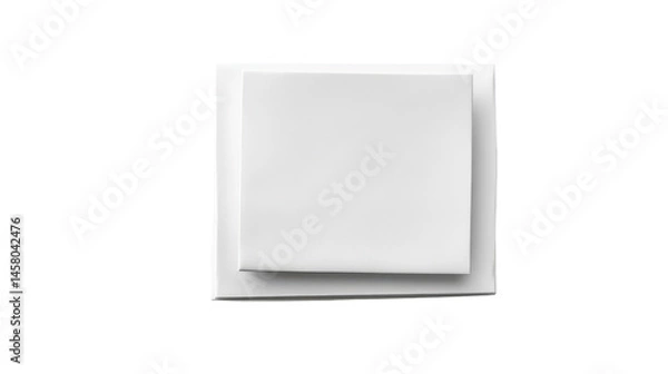 Fototapeta Top-down view of two identical, white electrical switches against a neutral background.  The switches are depicted as  simple, clean design pieces.