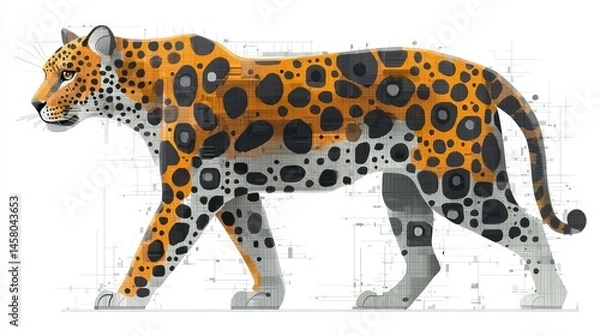 Fototapeta Leopard anatomy graphic design