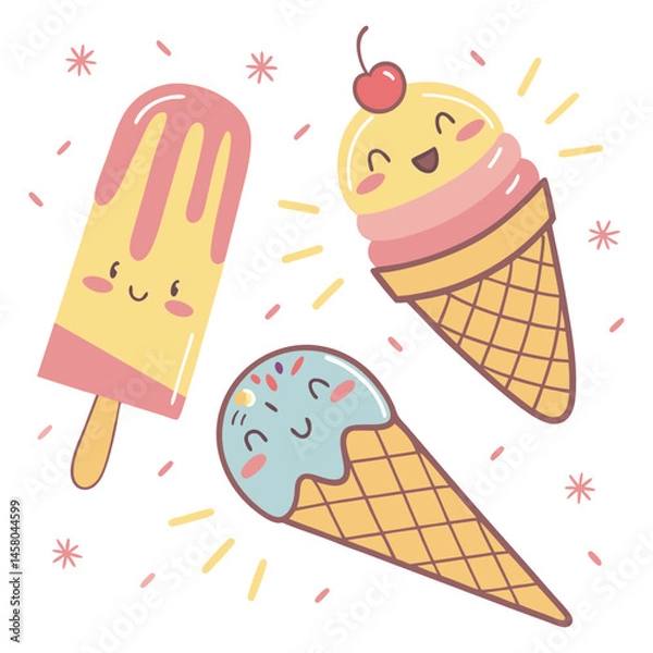 Obraz Summer Ice Cream Pattern Elements Vector, 