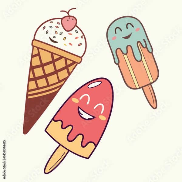 Obraz Summer Ice Cream Pattern Elements Vector, 