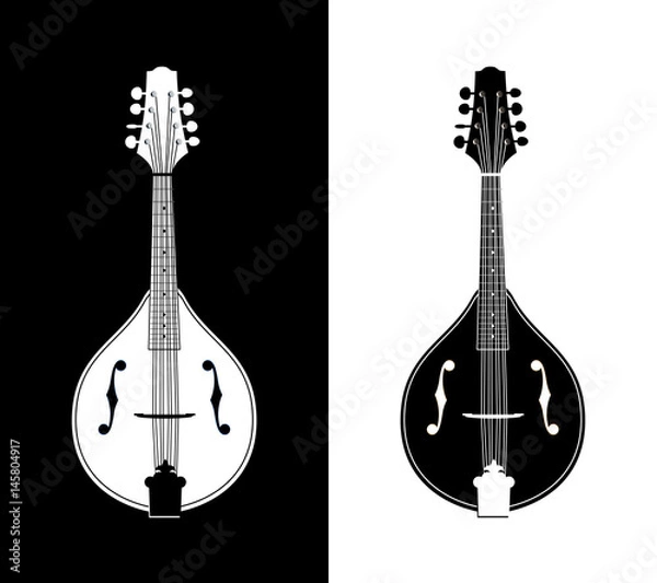 Obraz Płaskie szczegółowe ilustracji wektorowych mandolin