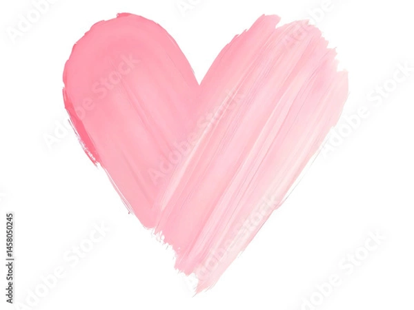 Fototapeta Brush strokes, pastel colored heart shape isolated on white background.