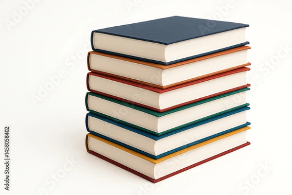 Obraz A close-up view of a neatly stacked collection of colorful books. Each book has a smooth cover and spine, inviting readers to explore diverse topics and stories within.
