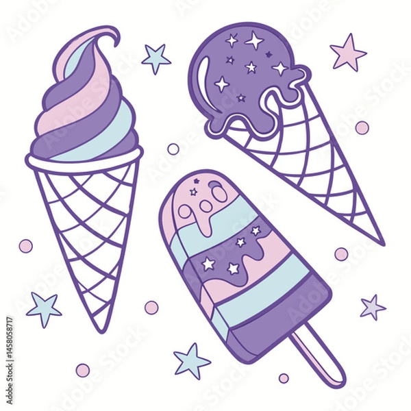 Obraz Fantasy Galaxy Ice Cream and Popsicle Vector 