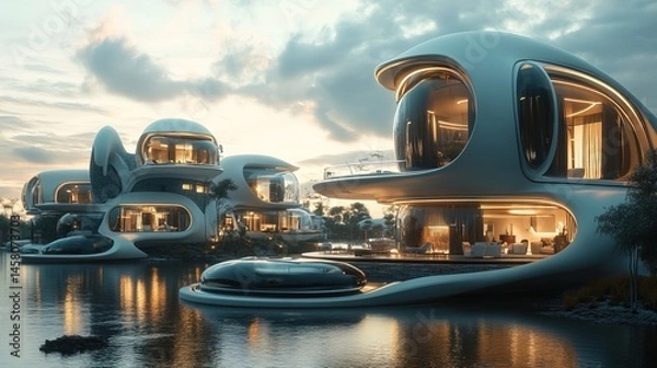 Fototapeta A futuristic real estate transaction powered by NFT ownership