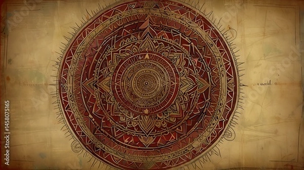 Fototapeta Mandala with NÄga serpent patterns in Thai art style and sacred symbols