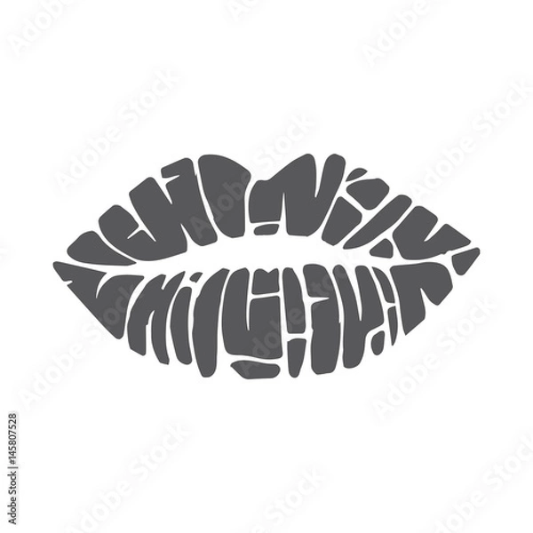 Fototapeta icons of female lips print. Vector Illustration