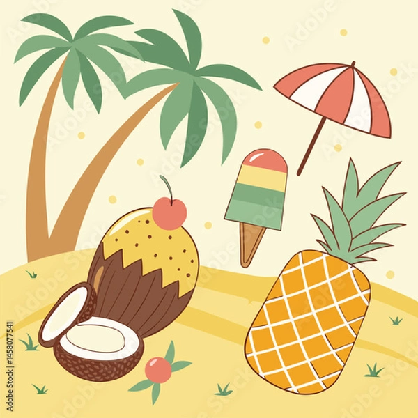 Obraz Tropical Fruit Ice Cream and Popsicle Bundle 