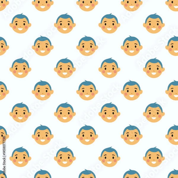 Fototapeta Cute baby face seamless pattern background design vector