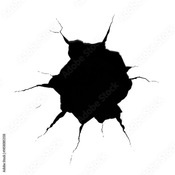 Fototapeta Vector illustration depicting a cracked surface with dynamic spreading fissures