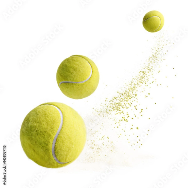 Fototapeta flying tennis ball set isolated on white background, PNG
