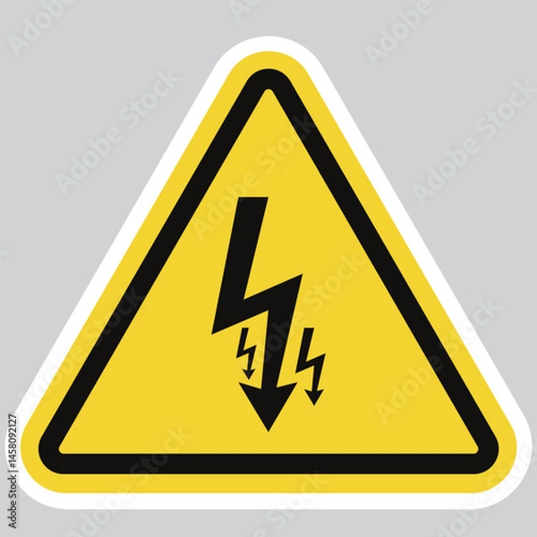Fototapeta High Voltage Warning Icon - Electrical Hazard Vector Symbol for safety and web use
