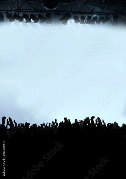 Obraz Silhouette von jubelnder Menschenmenge bei Konzert