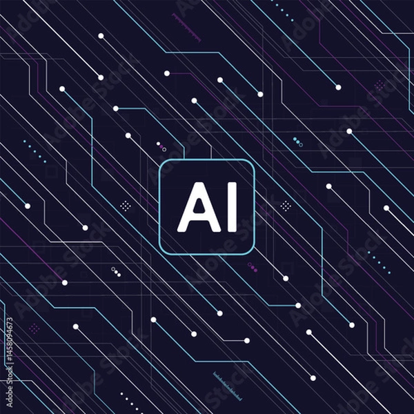 Fototapeta Abstract technology artificial intelligence chipset design futuristic concept technology for web, banner, card, cover. Vector illustration