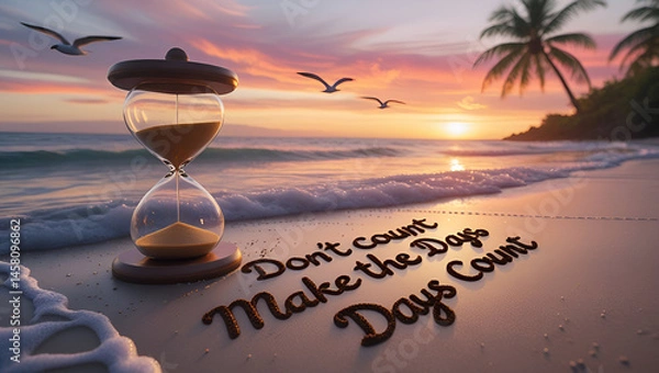 Fototapeta Make the days count beach sunset hourglass tranquility
