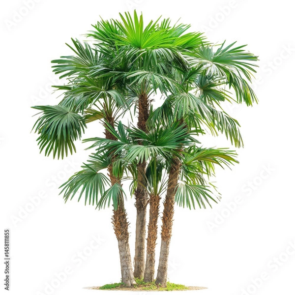 Obraz A cluster of Asian Palmyra palms growing robustly on a bright transparent surface, Asian Palmyra palm, Toddy palm, Sugar palm on transparent background