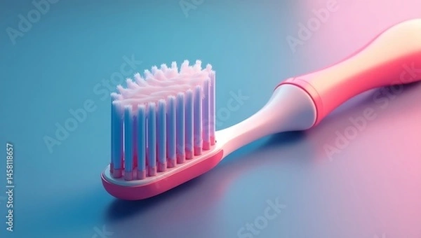 Fototapeta Electric toothbrush with bristles, 3D hygiene tech