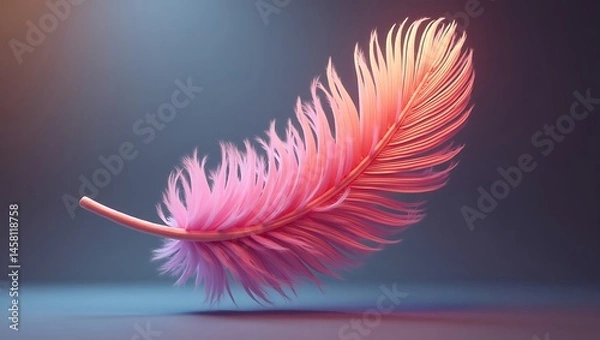 Fototapeta Feather floating downward, 3D style