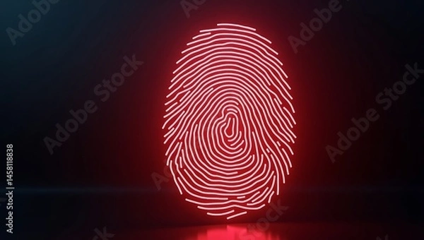 Fototapeta Fingerprint scan glowing, 3D biometric design