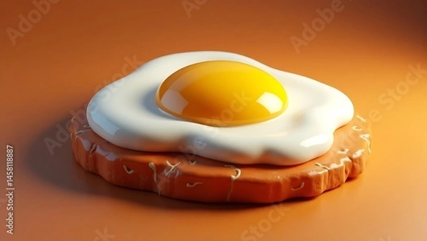 Fototapeta Frying egg with yolk, 3D style