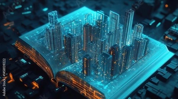 Obraz Digital Metropolis: A City Built Within the Pages of Knowledge